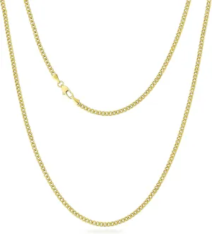 KRKC&CO Real 14K Gold Filled Necklace, Flat Diamond-Cut Miami Cuban Link Curb Chain for Men Women, Hip-Hop & Cool Style Anti-Allergies, 3/4/5mm, 18/20/22/24Inch