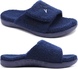 KuaiLu Mens Slides Soft Cushion Sport Sandals with Plantar Fasciitis Arch Support Adjustable Open Toe Summer Slippers Slip on Indoor Outdoor Size 7-15