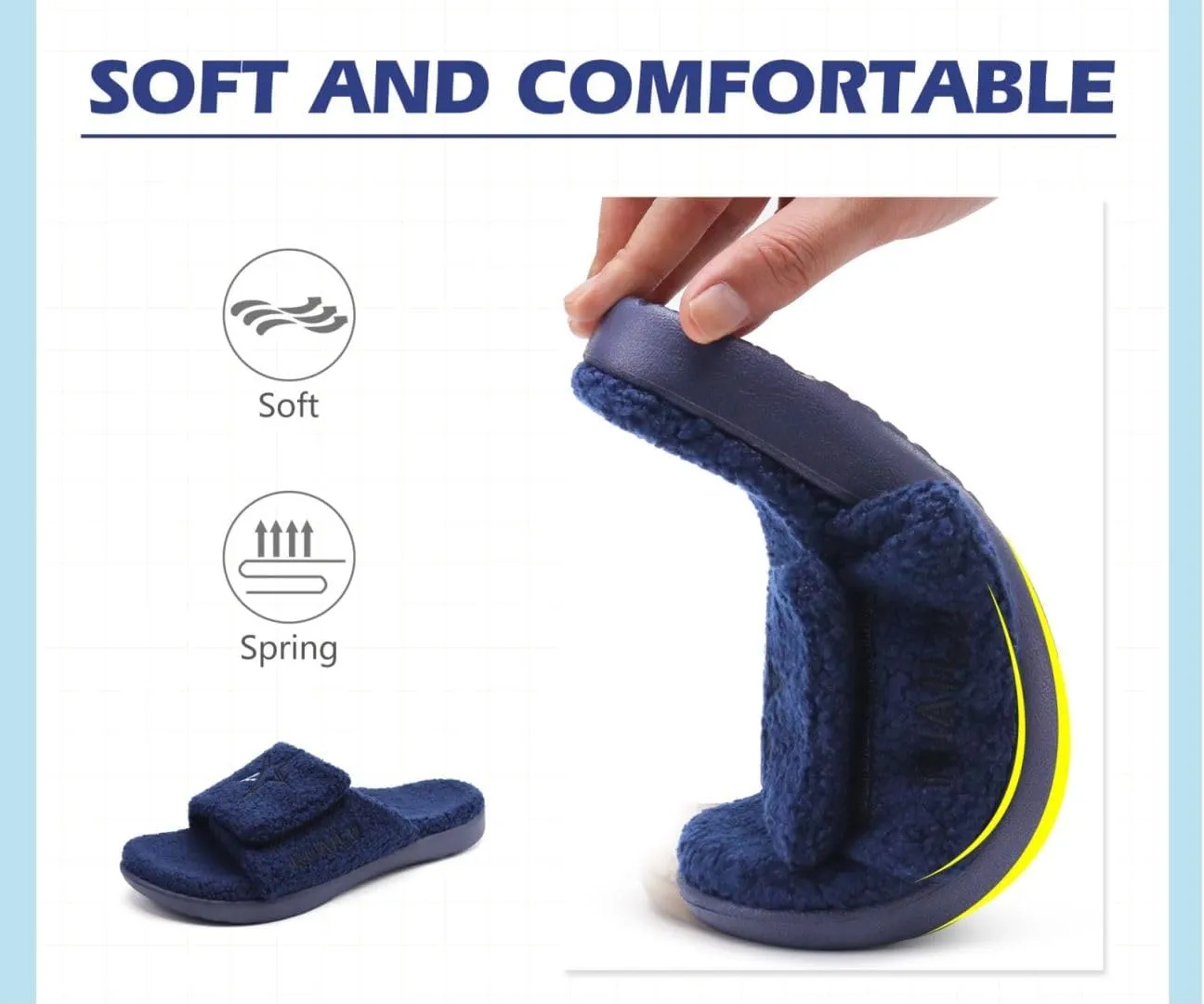 KuaiLu Mens Slides Soft Cushion Sport Sandals with Plantar Fasciitis Arch Support Adjustable Open Toe Summer Slippers Slip on Indoor Outdoor Size 7-15