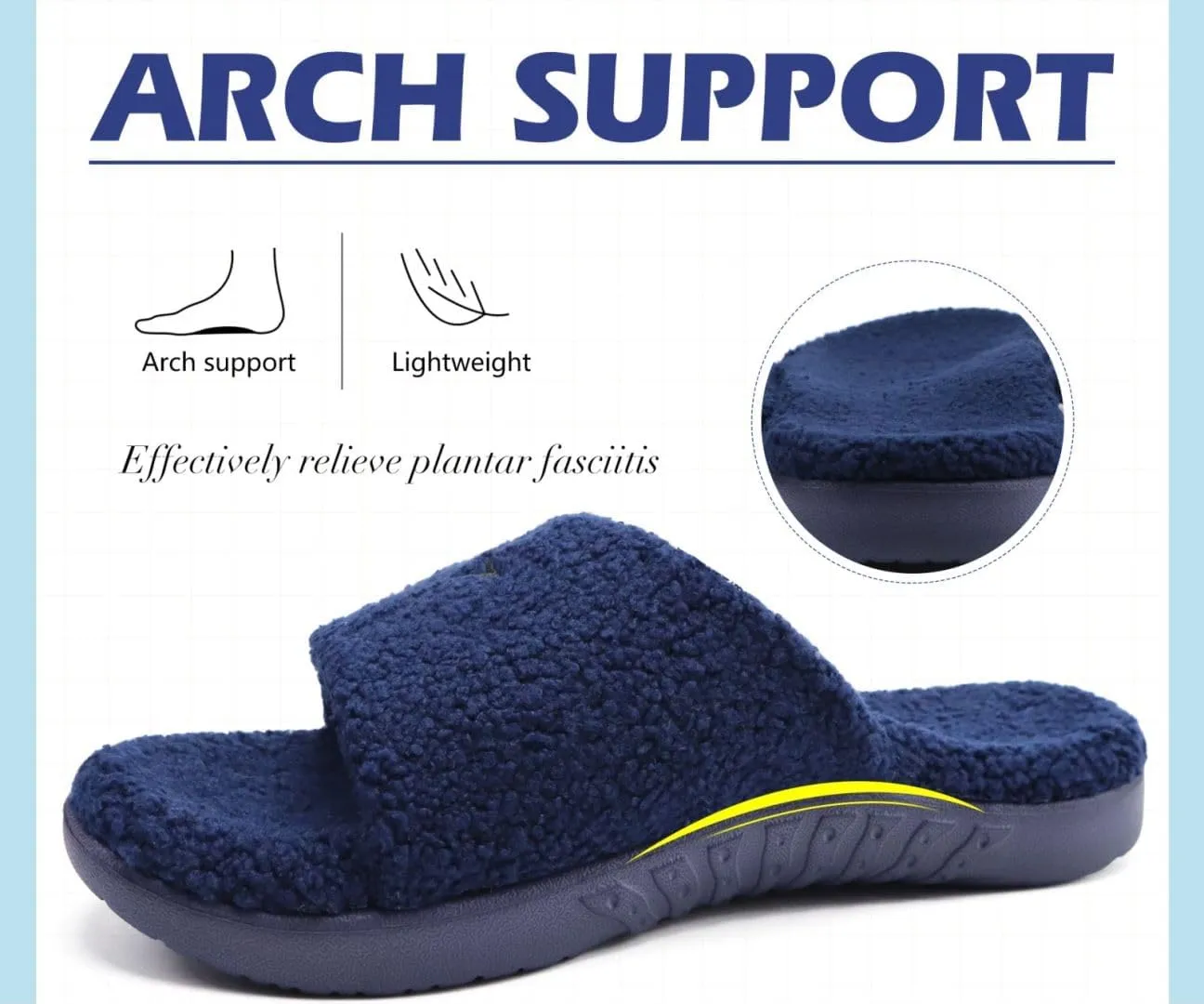 KuaiLu Mens Slides Soft Cushion Sport Sandals with Plantar Fasciitis Arch Support Adjustable Open Toe Summer Slippers Slip on Indoor Outdoor Size 7-15