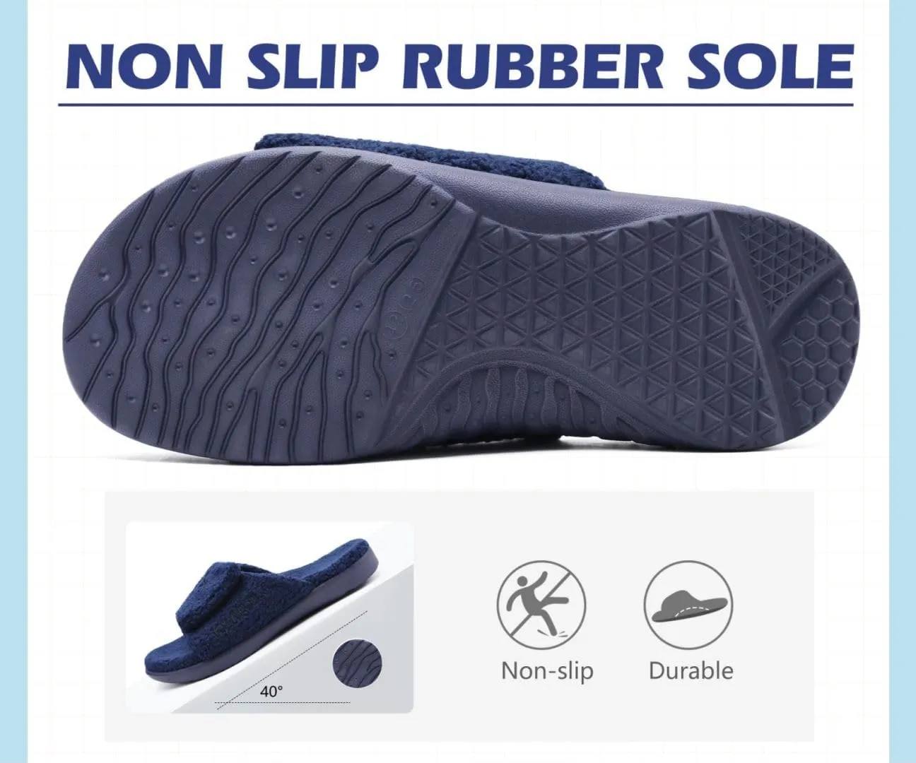KuaiLu Mens Slides Soft Cushion Sport Sandals with Plantar Fasciitis Arch Support Adjustable Open Toe Summer Slippers Slip on Indoor Outdoor Size 7-15