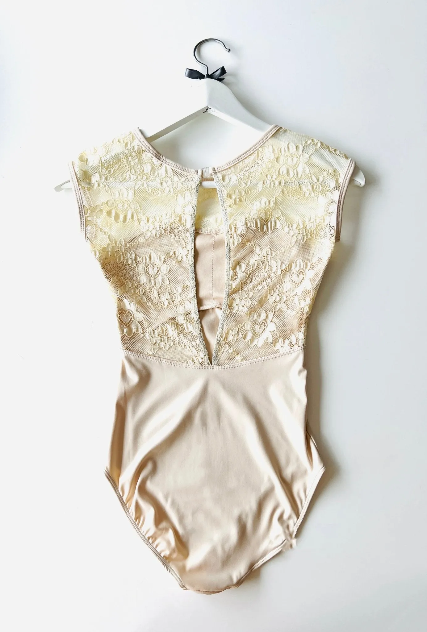 Lace Cap Sleeve Leotard - Antique Cream