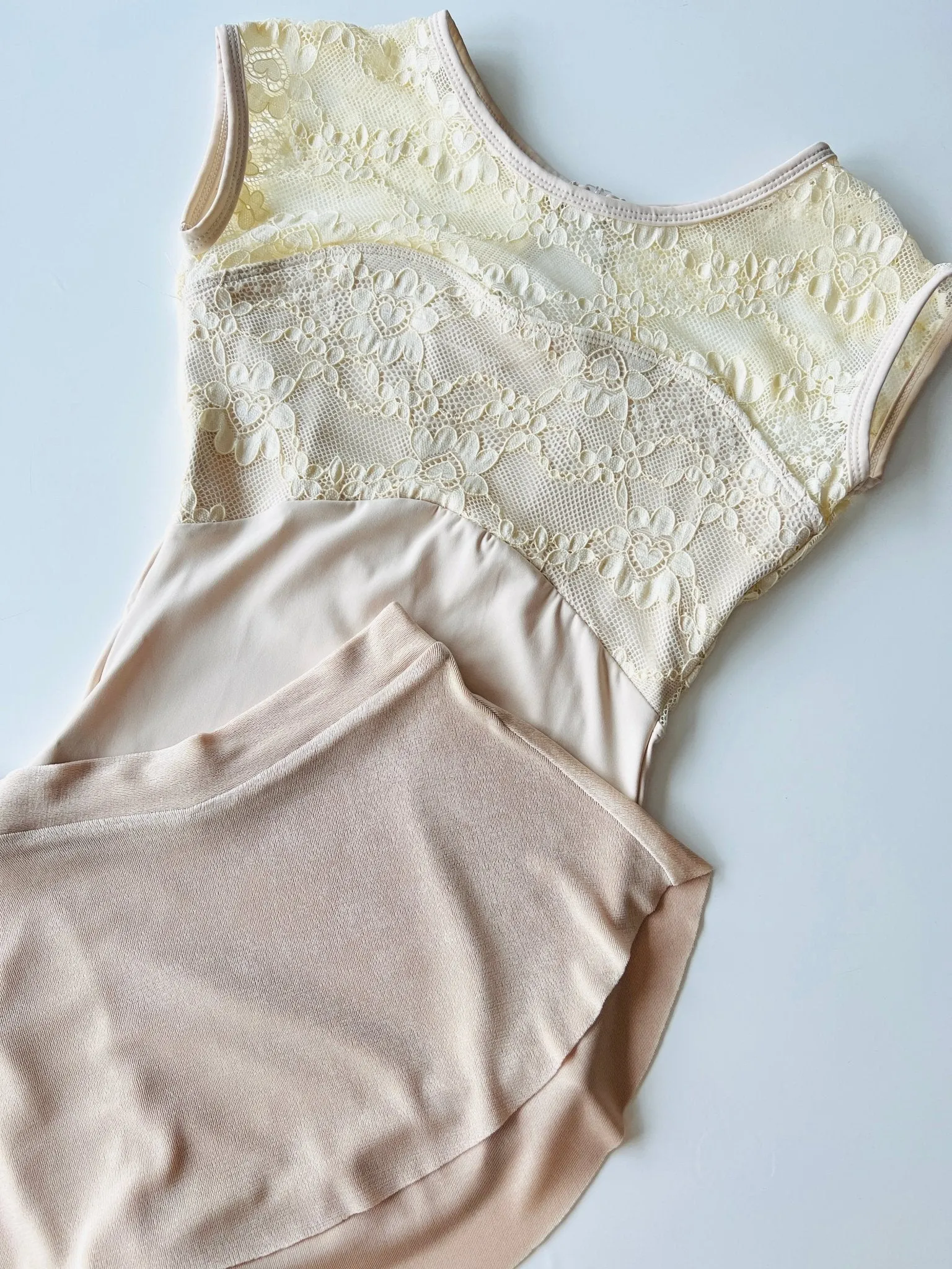 Lace Cap Sleeve Leotard - Antique Cream