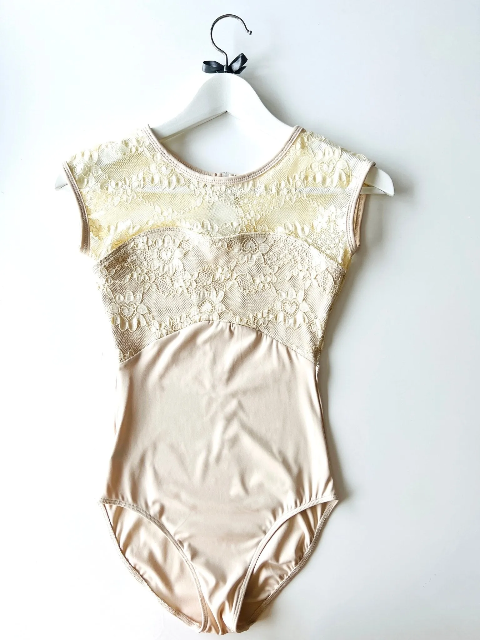 Lace Cap Sleeve Leotard - Antique Cream