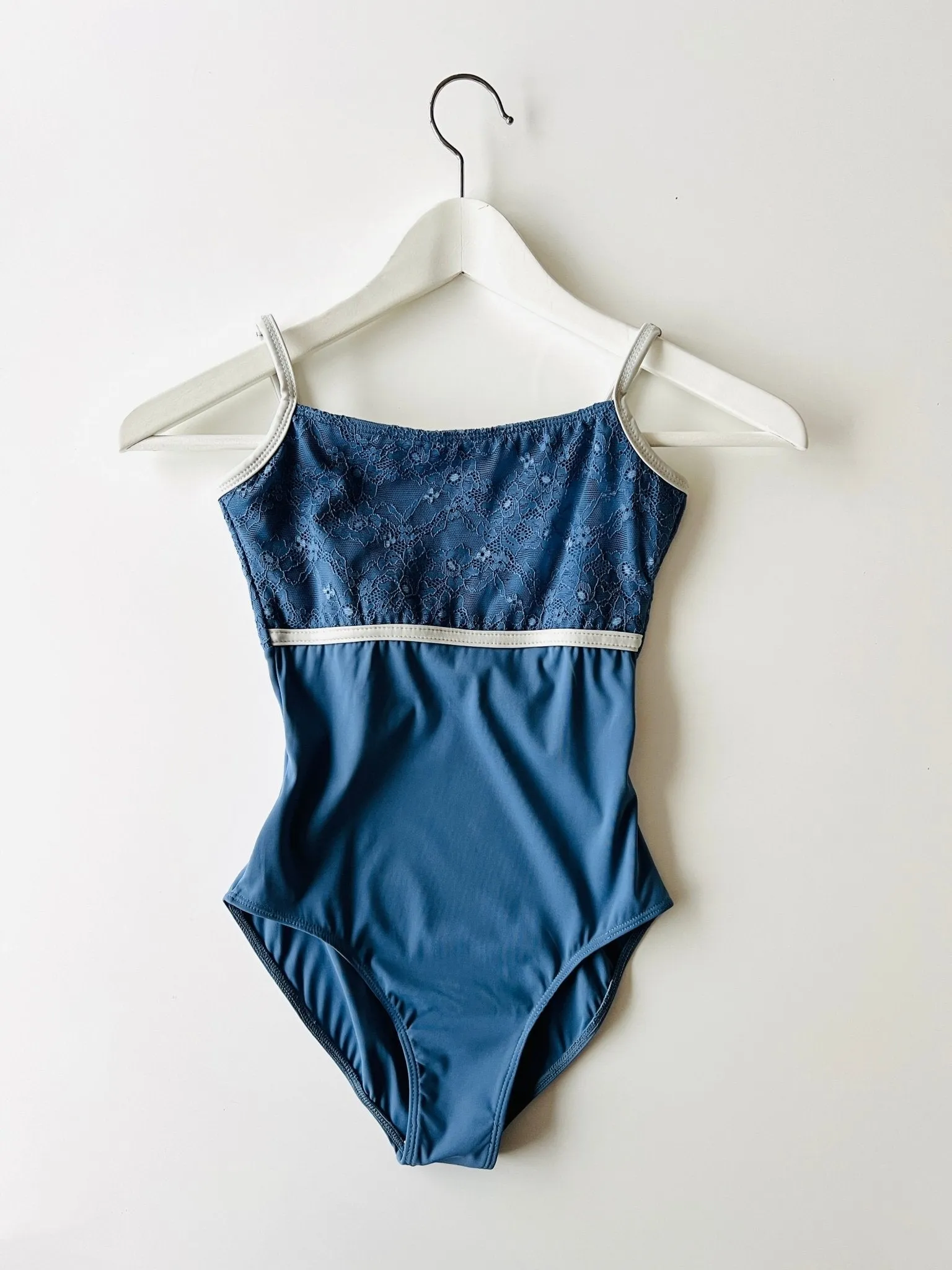 Lace Top Camisole Leotard - Blue