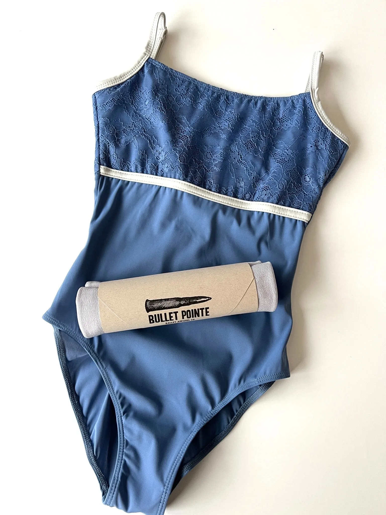 Lace Top Camisole Leotard - Blue