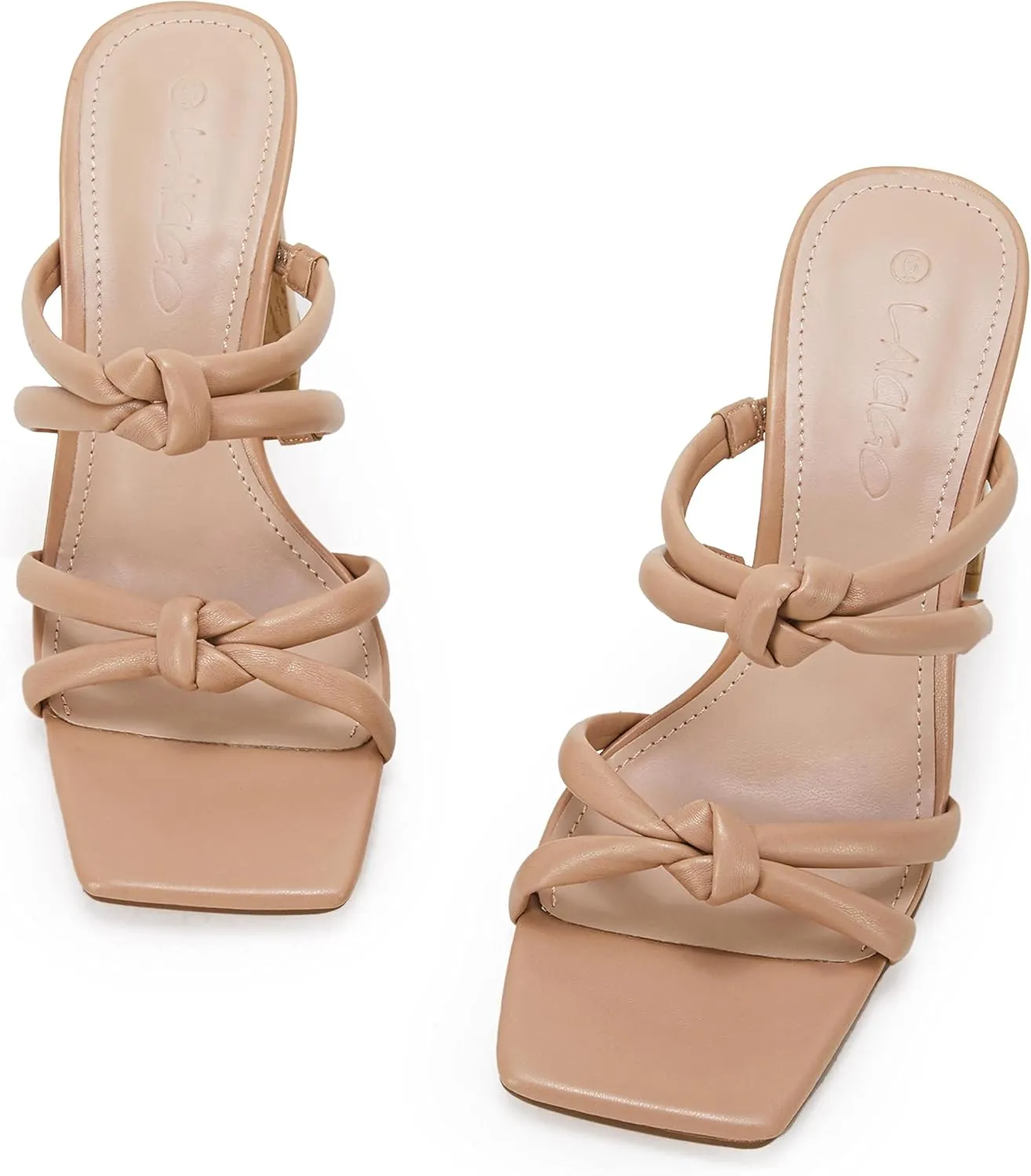 LAICIGO Women's Square Open Toe Heeled Sandals Block Heels Strappy Braided Backless Shoe