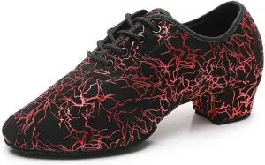 Latin Dance Shoes Man Ballroom Tango Men Women Dancing Shoes Latin Dancing Shoe for Man Boy Dance Sneaker Jazz Shoes Unisex(Black red,43)