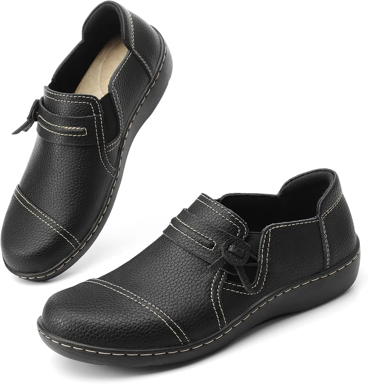 LAZYPOP Women's Classic Comfort Leather Loafers Cute Slip-Ons Casual Dress Shoes Lightweight Walking Flats Everyday Work Shoes