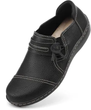LAZYPOP Women's Classic Comfort Leather Loafers Cute Slip-Ons Casual Dress Shoes Lightweight Walking Flats Everyday Work Shoes