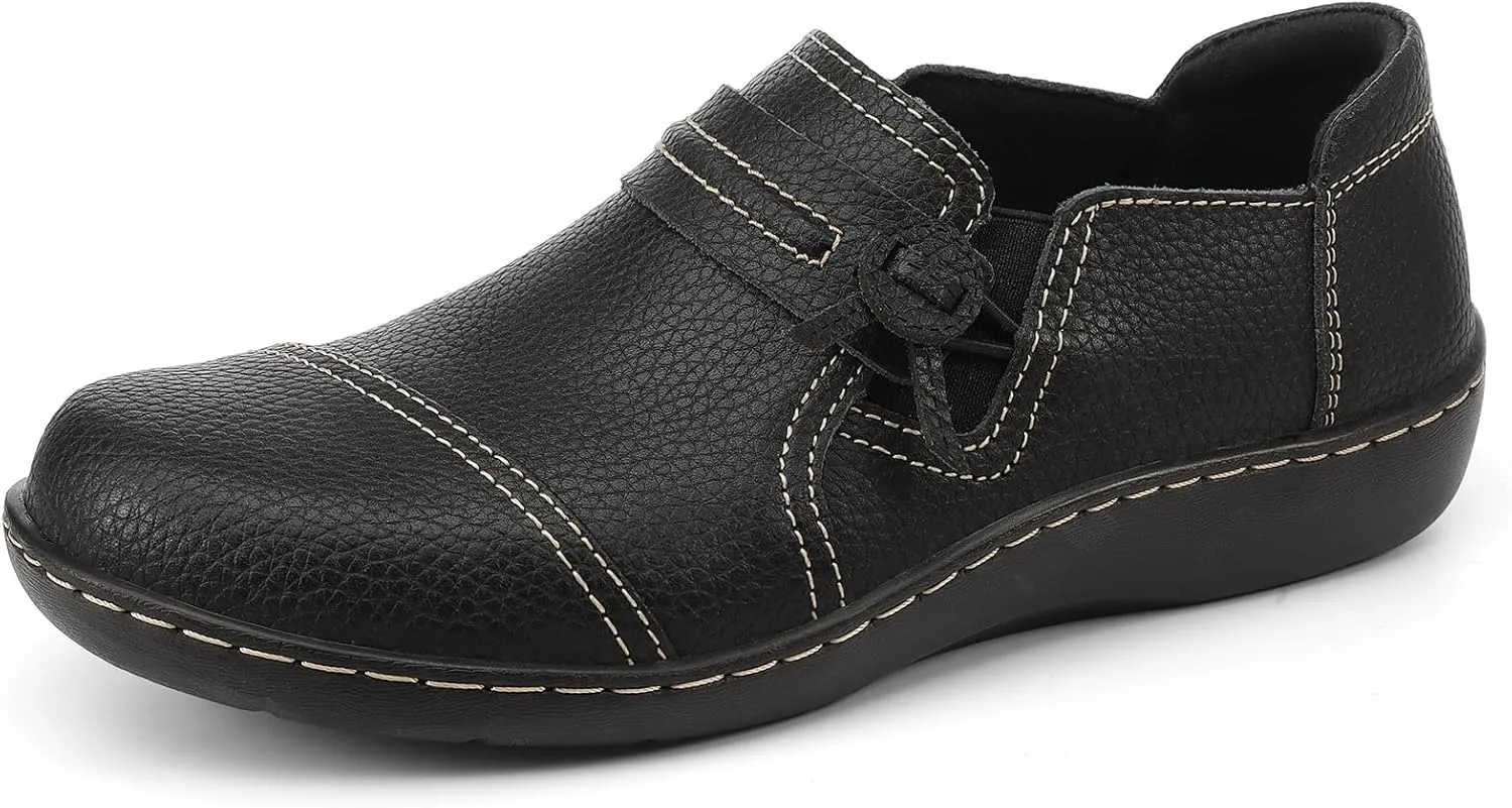 LAZYPOP Women's Classic Comfort Leather Loafers Cute Slip-Ons Casual Dress Shoes Lightweight Walking Flats Everyday Work Shoes