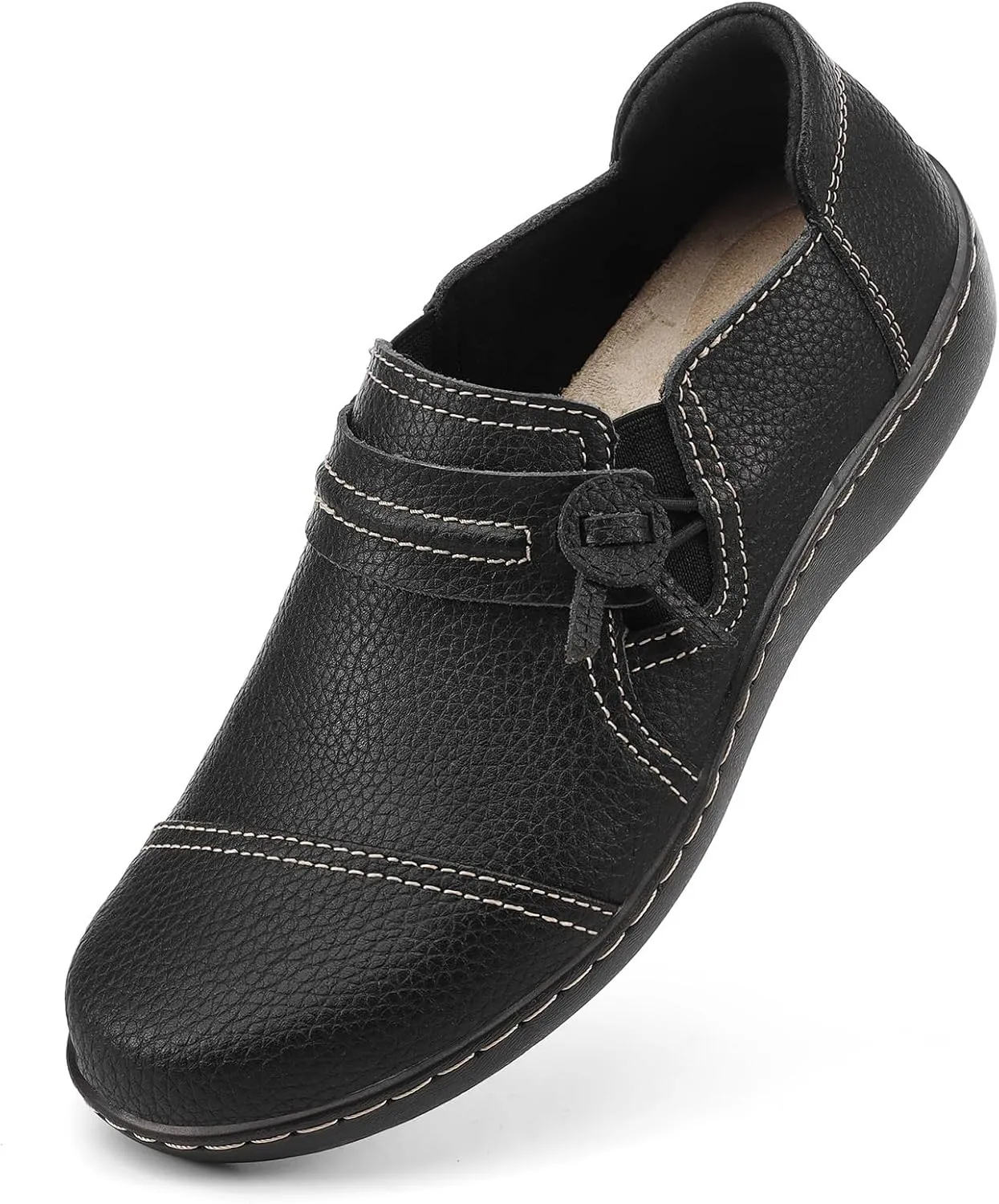 LAZYPOP Women's Classic Comfort Leather Loafers Cute Slip-Ons Casual Dress Shoes Lightweight Walking Flats Everyday Work Shoes