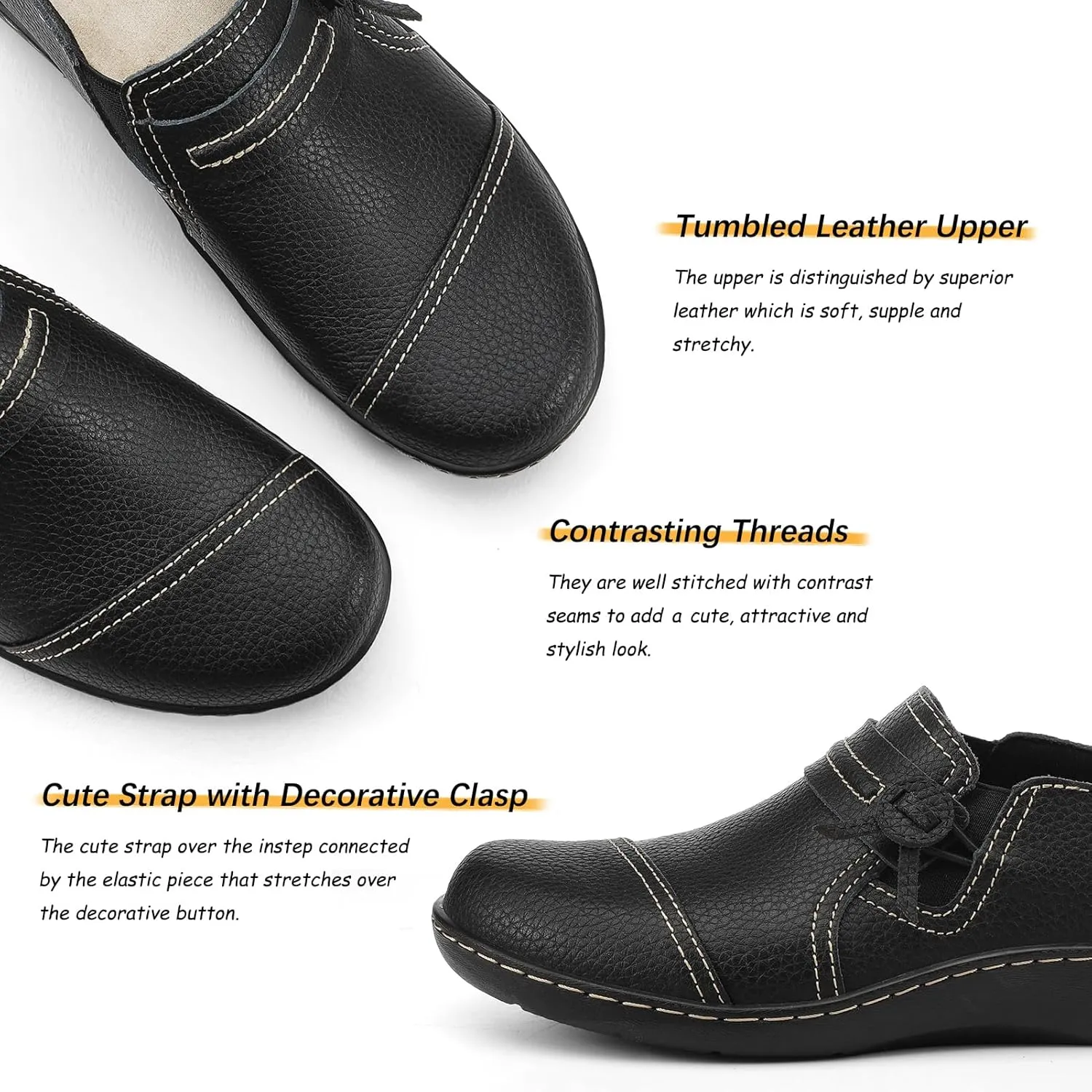 LAZYPOP Women's Classic Comfort Leather Loafers Cute Slip-Ons Casual Dress Shoes Lightweight Walking Flats Everyday Work Shoes