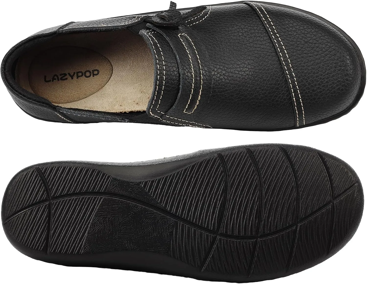 LAZYPOP Women's Classic Comfort Leather Loafers Cute Slip-Ons Casual Dress Shoes Lightweight Walking Flats Everyday Work Shoes