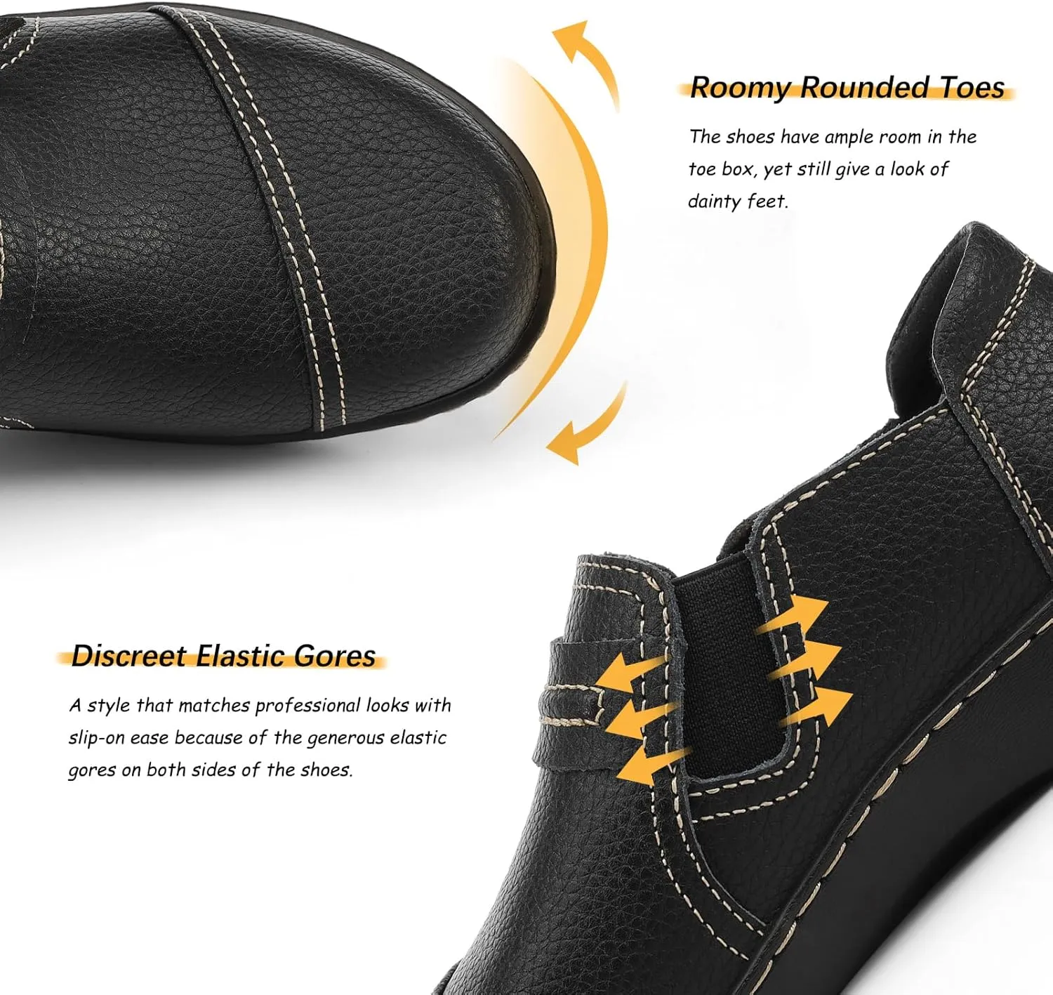 LAZYPOP Women's Classic Comfort Leather Loafers Cute Slip-Ons Casual Dress Shoes Lightweight Walking Flats Everyday Work Shoes