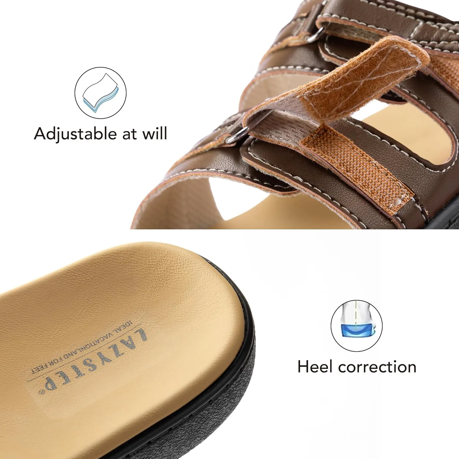 LazyStep Women's Orthotic Slide Sandals, Lightweight Flip Flops, Athletic Slip On with Arch Support