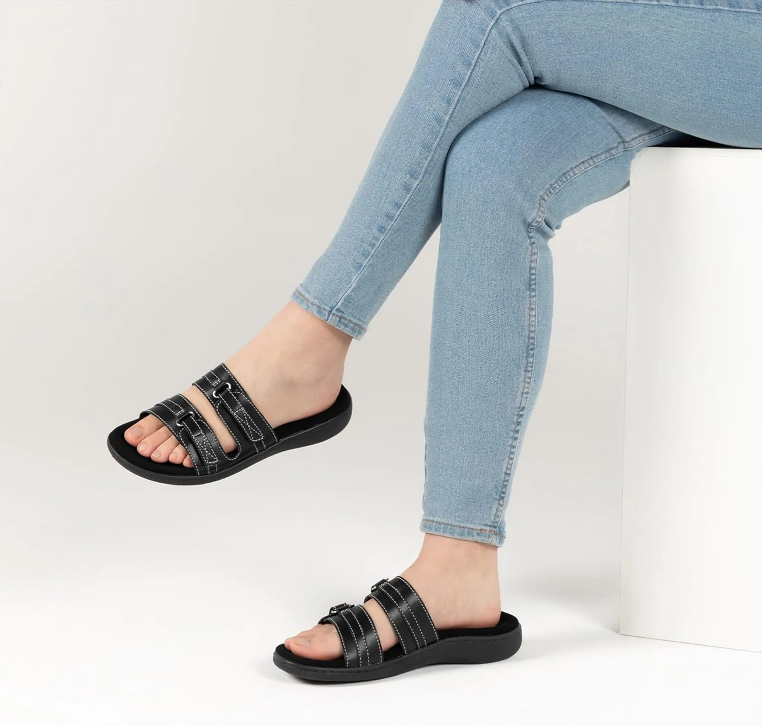 LazyStep Women's Orthotic Slide Sandals, Lightweight Flip Flops, Athletic Slip On with Arch Support