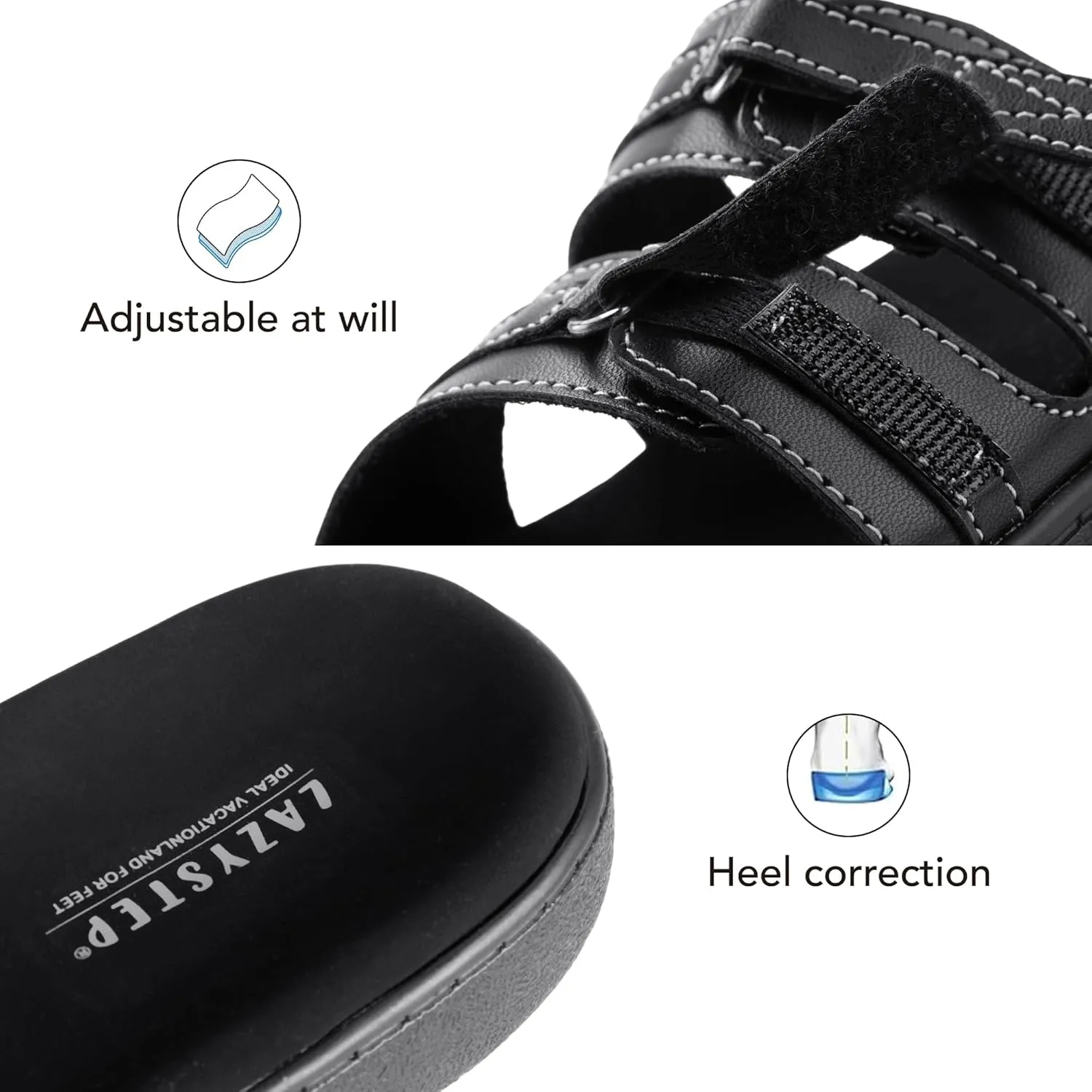 LazyStep Women's Orthotic Slide Sandals, Lightweight Flip Flops, Athletic Slip On with Arch Support