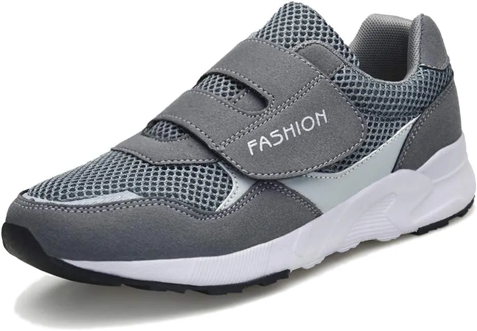 Leader Show Women's Elderly Casual Comfort Walking Shoe Safety Flats Non-Slip Hook & Loop Sneakers