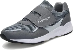 Leader Show Women's Elderly Casual Comfort Walking Shoe Safety Flats Non-Slip Hook & Loop Sneakers