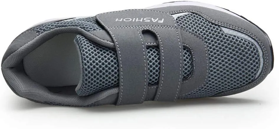 Leader Show Women's Elderly Casual Comfort Walking Shoe Safety Flats Non-Slip Hook & Loop Sneakers