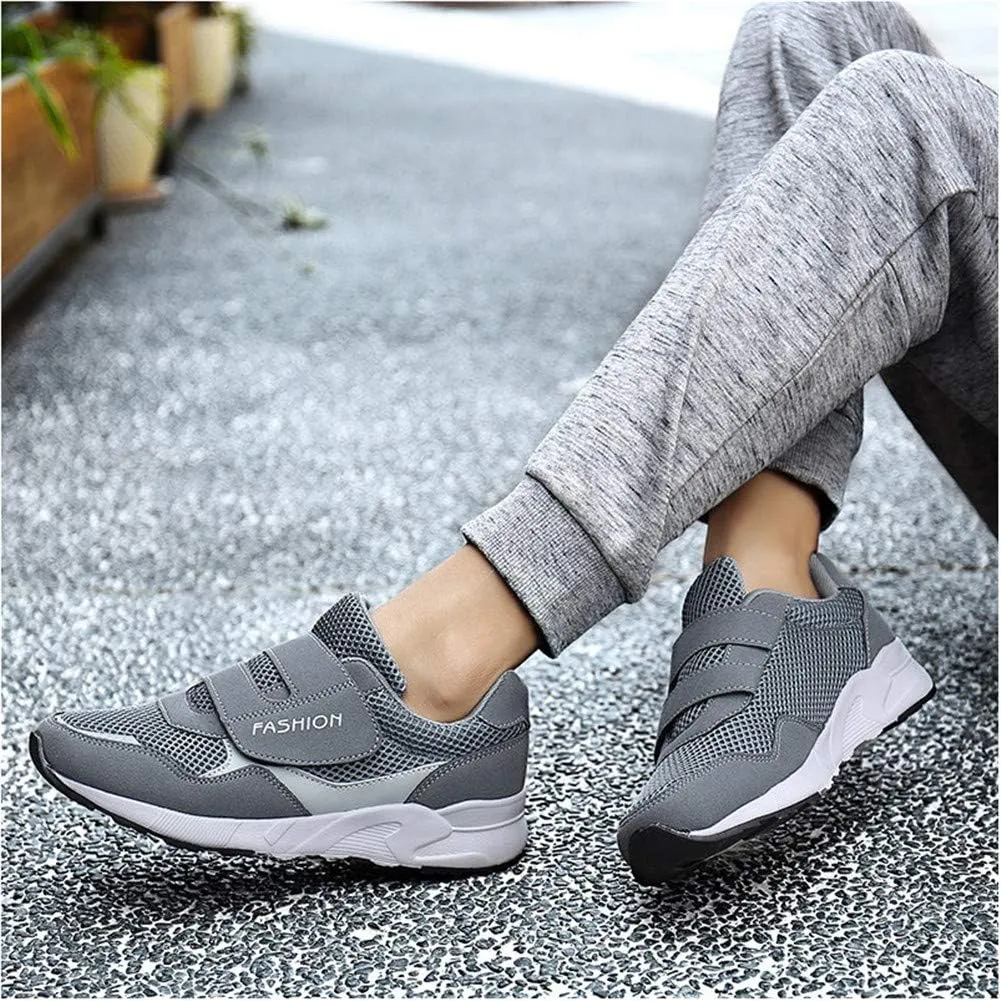 Leader Show Women's Elderly Casual Comfort Walking Shoe Safety Flats Non-Slip Hook & Loop Sneakers