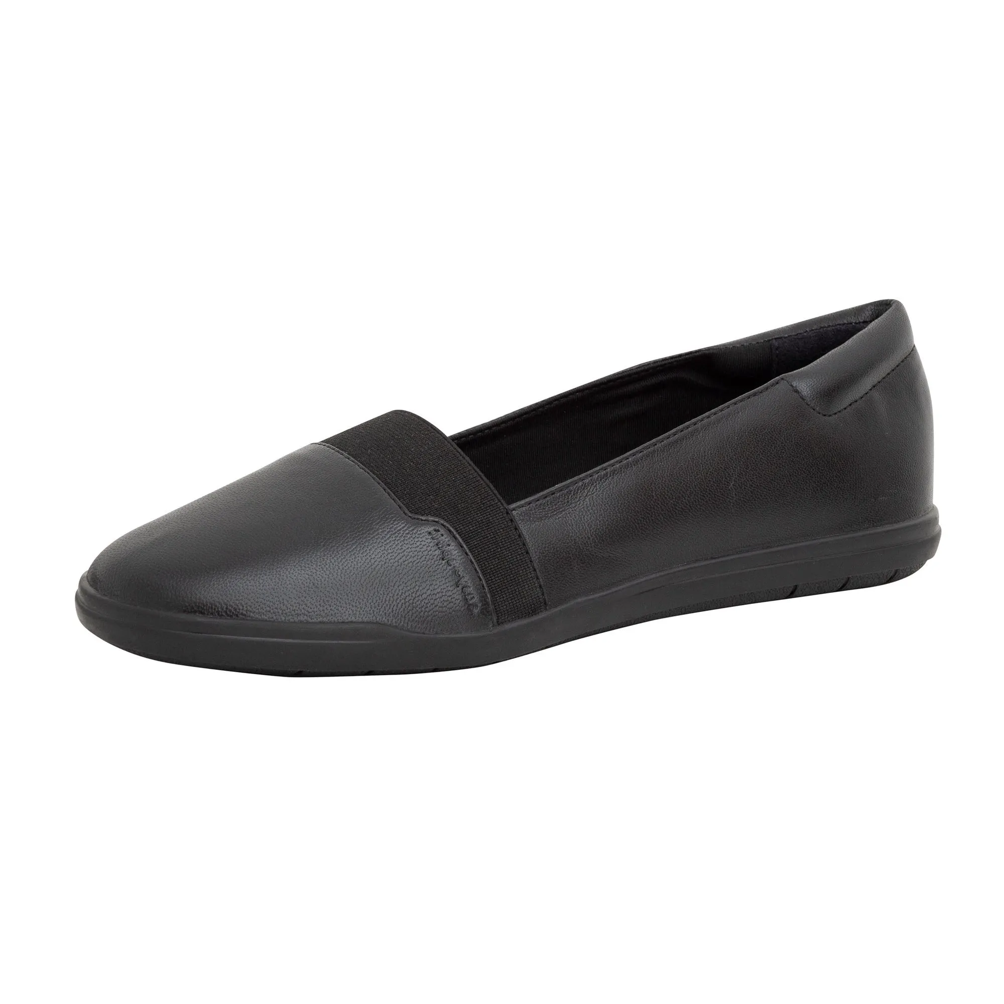Leather Bounce Easy Global reach Spirit Ballet Comprehensive product line Round Toe Slip Flats Ultra Light On Black