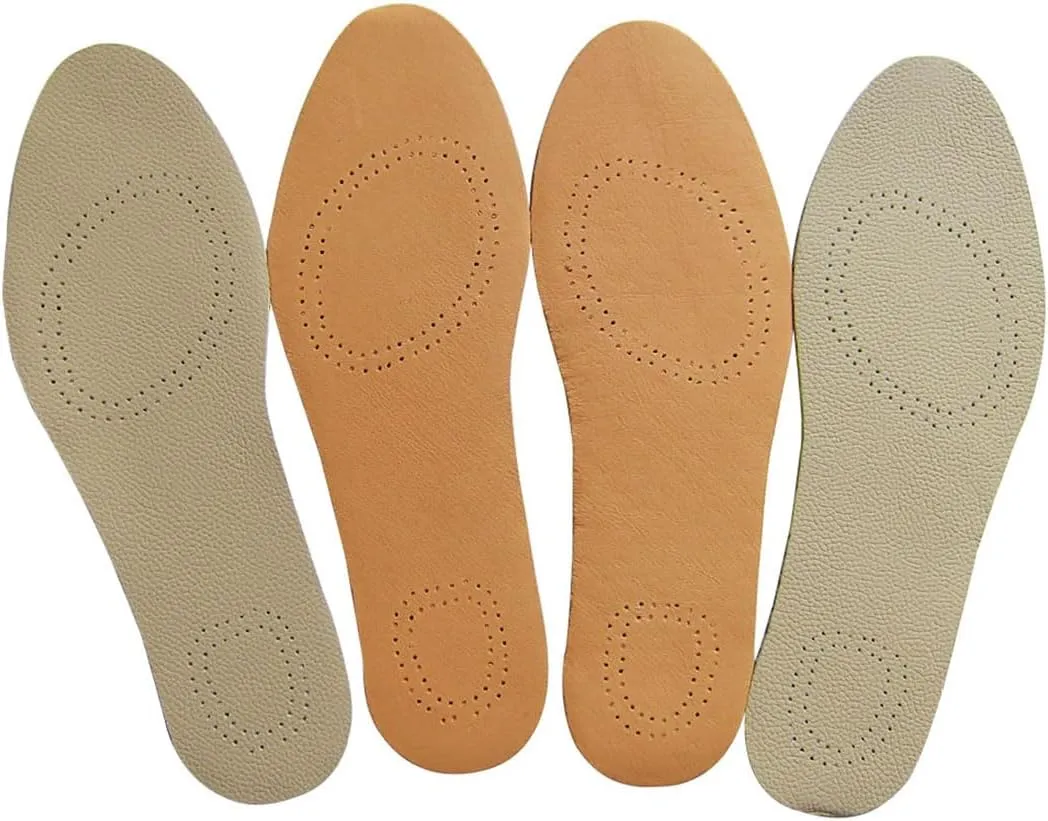 Leather Insoles for Men Thin Shoe Liner Replacement Leather Inserts for Dress Shoes Ultra Thin Pigskin Shoe Soles with Activated Carbon for Odor Eater, 2 Pack/Men 12-13 M US