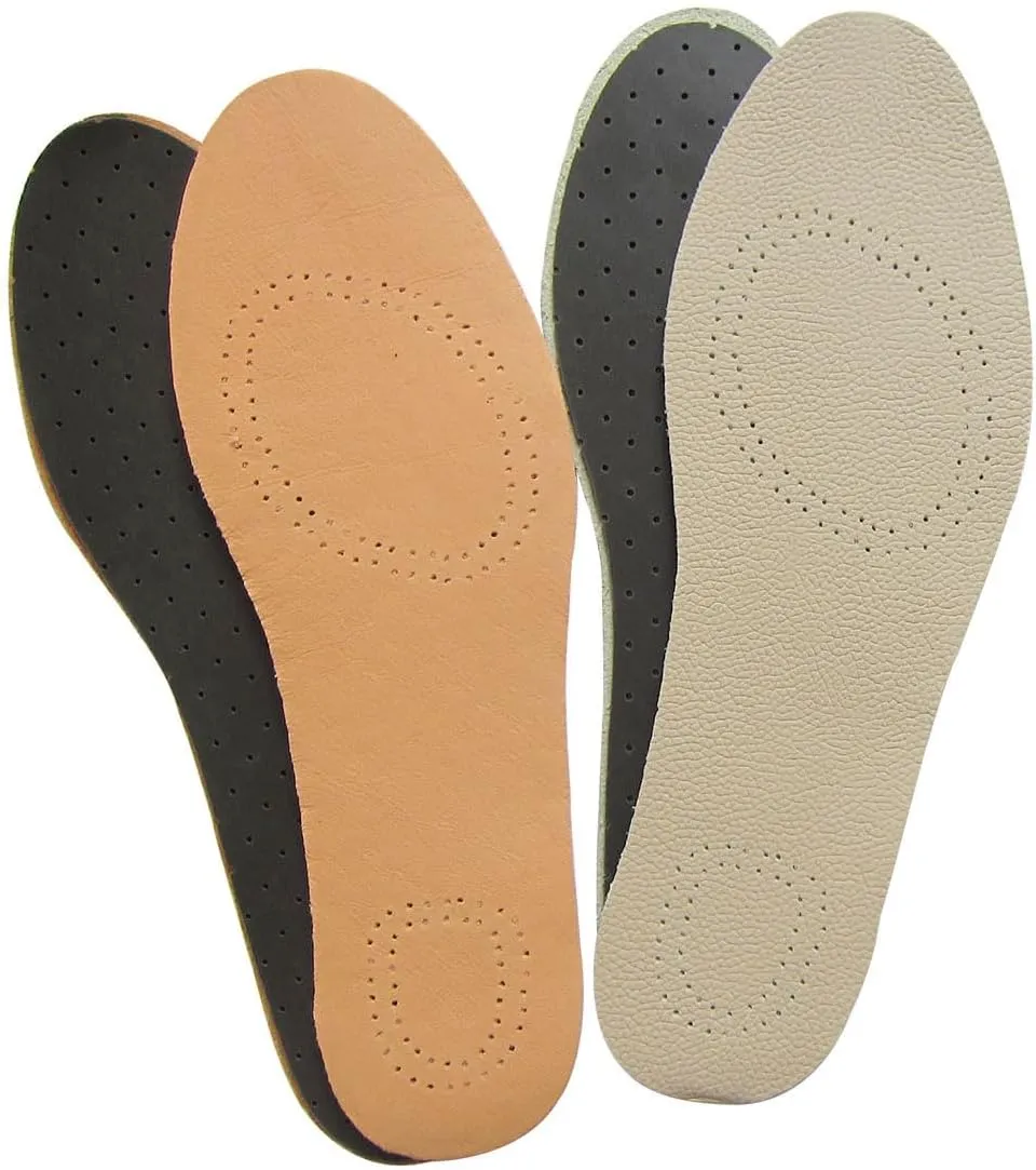 Leather Insoles for Men Thin Shoe Liner Replacement Leather Inserts for Dress Shoes Ultra Thin Pigskin Shoe Soles with Activated Carbon for Odor Eater, 2 Pack/Men 12-13 M US