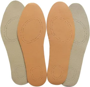 Leather Insoles for Men Thin Shoe Liner Replacement Leather Inserts for Dress Shoes Ultra Thin Pigskin Shoe Soles with Activated Carbon for Odor Eater, 2 Pack/Men 12-13 M US