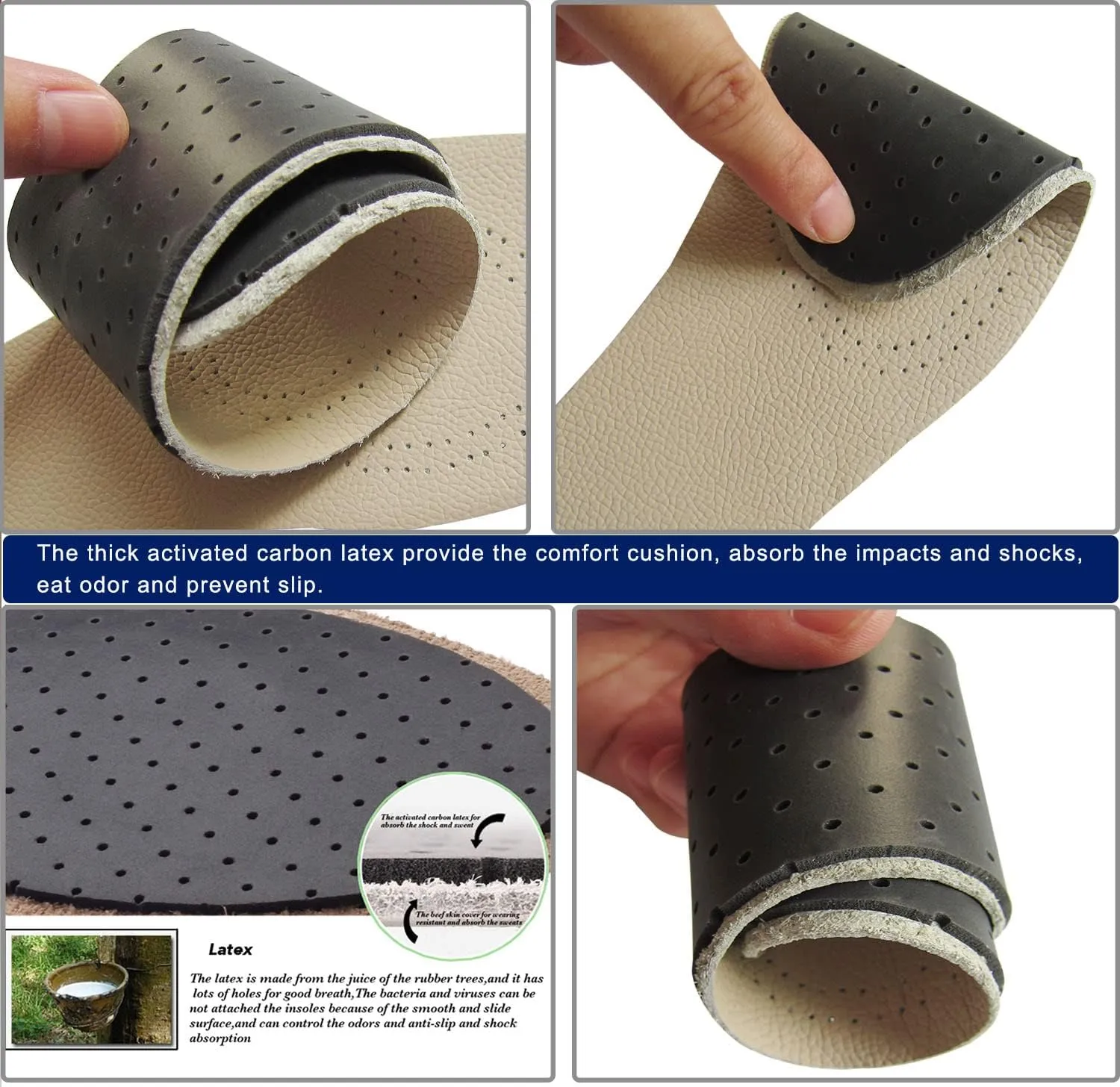 Leather Insoles for Men Thin Shoe Liner Replacement Leather Inserts for Dress Shoes Ultra Thin Pigskin Shoe Soles with Activated Carbon for Odor Eater, 2 Pack/Men 12-13 M US