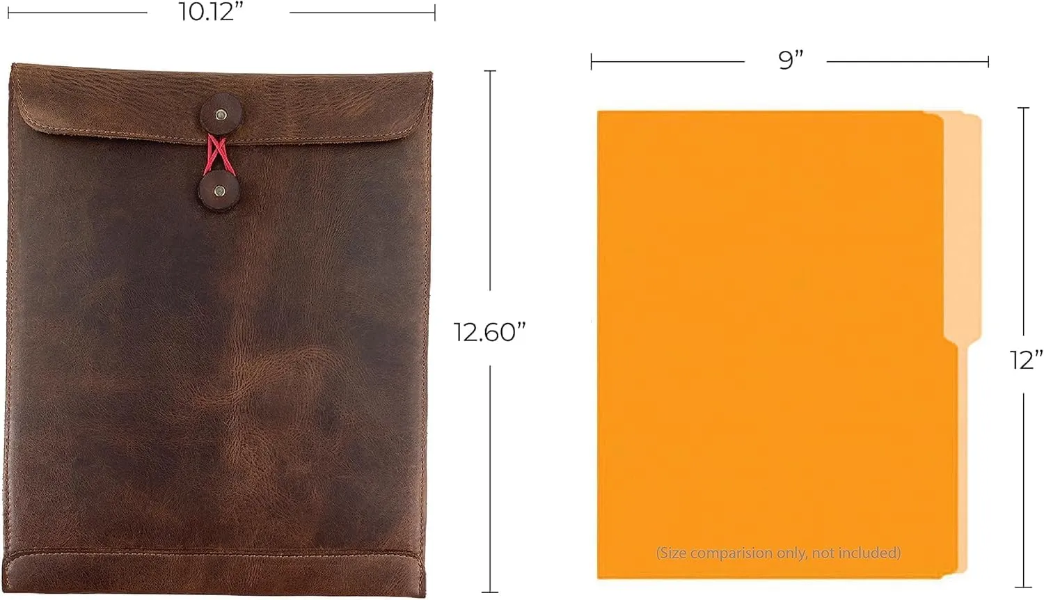 Leather Mailing Envelope Document Holder, Leather Portfolio Binder,A4 Letter Size Filing Folder,Gummed Folder Case Vertical Protector, Office Padfolio, Handmade Desk Accessories (Bourbon Brown)