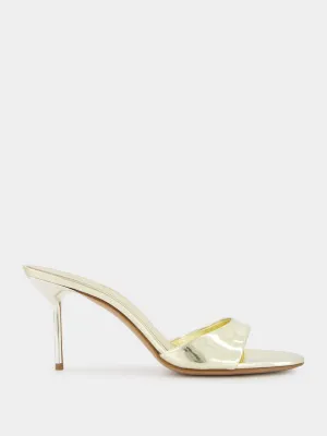 Lidia 70mm Gold Mirror Leather Mules