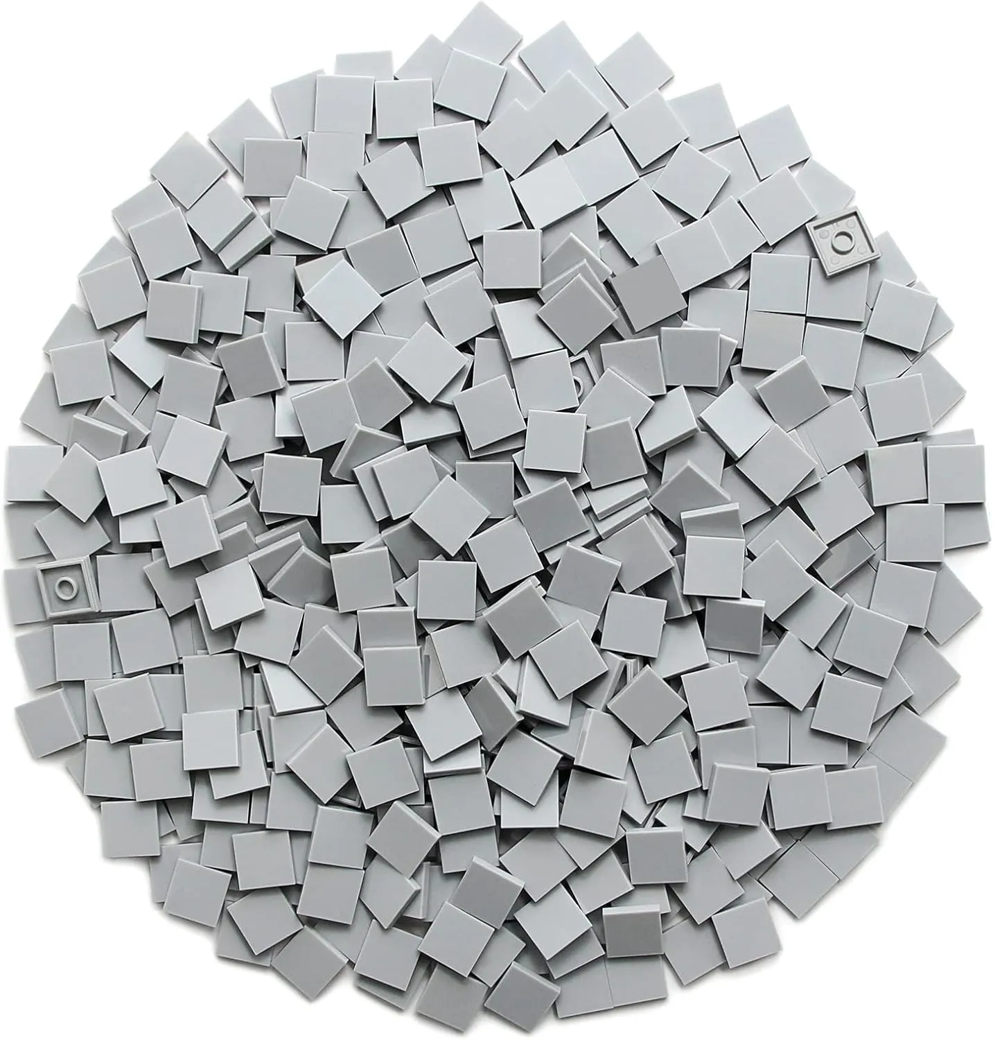 Light Bluish Gray 2×2 Tile ×500 Parts and Pieces Flat MOC Bricks, Bulk Building Blocks for Smooth Surface Wall Floor, Toy Accessories Compatible with Major Brands
