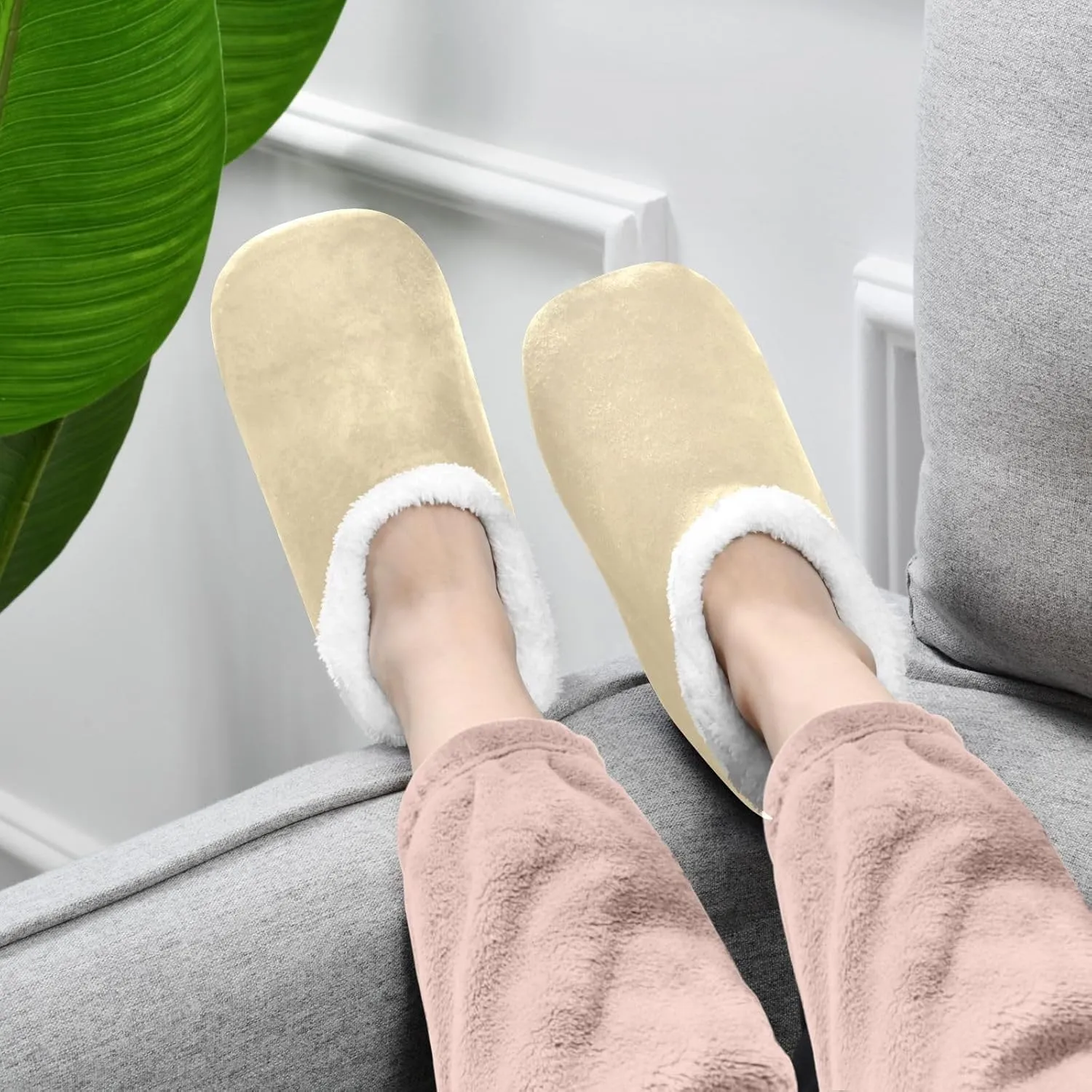 Light Salmon House Slippers Non-Slip Soft Comfortable Slippers for House