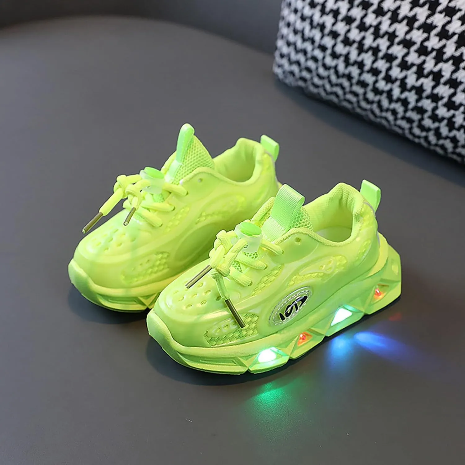 Light Up Toddler Boys Shoes Car Pattern LED Luminous Sport Sneaker, Little Fashion Soft Sole Toddler Athletic Shoe