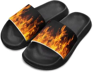 Lightweight Shower Slippers Flame Print Kids Sandals Boys Girls Suitable for Indoor Play Fashioned Outdoor