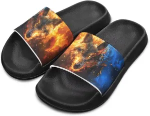 Lightweight Shower Slippers Flame Print Kids Sandals Boys Girls Suitable for Indoor Play Fashioned Outdoor