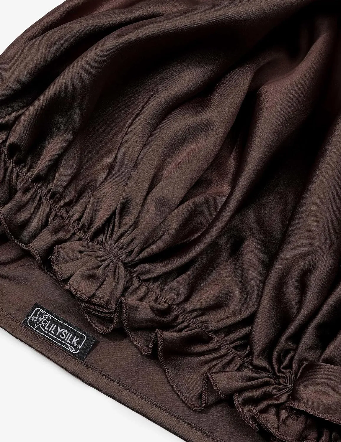 LilySilk Silk Bonnet for Sleeping Womens Sleep Cap 100% 19MM Mulberry Silk for Long Curly Hair Adjustable Stretchy Dark Brown