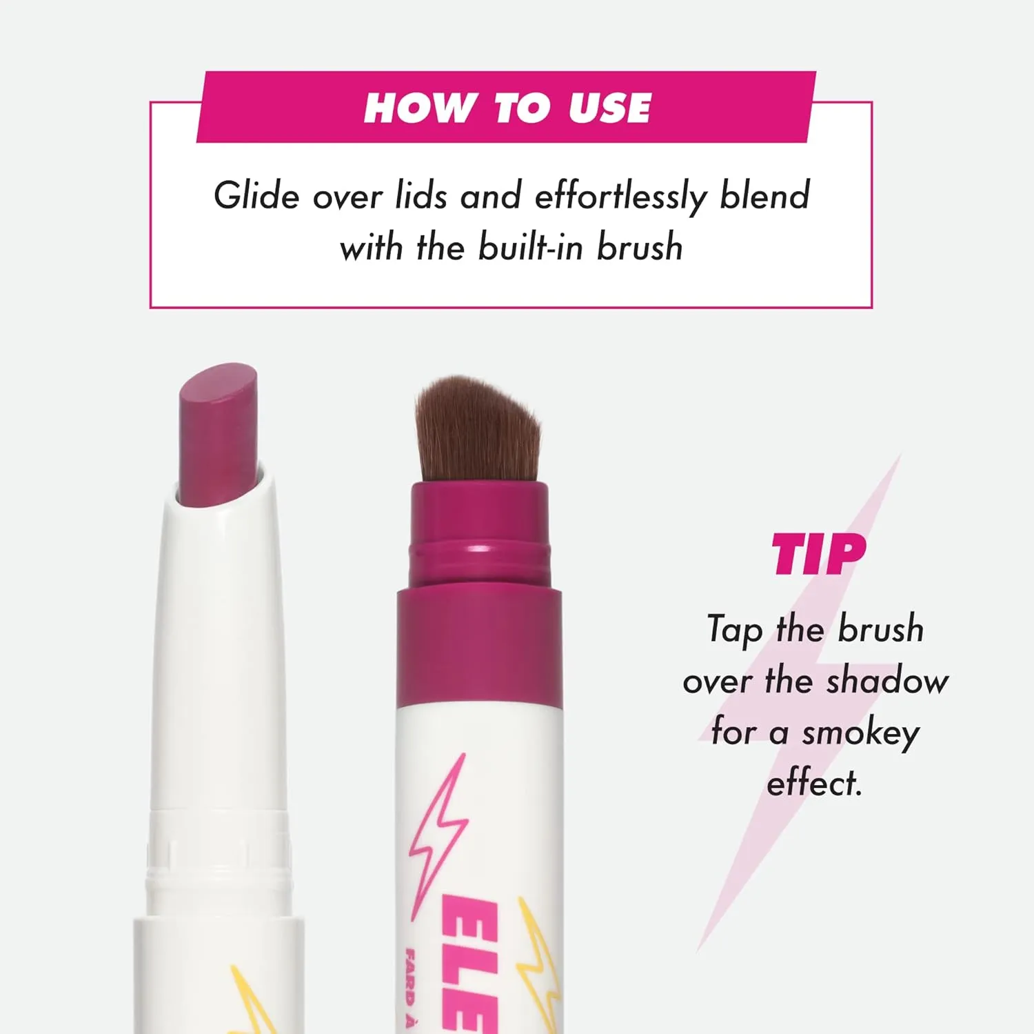 Lime Crime Electric Slide Eyeshadow & Brush Stick, As If - Lightweight 2-in-1 Eyeshadow Smudge Stick with Angled Brush for Long Lasting & Natural Color or Glow - Vegan & Cruelty-Free