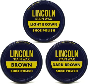 Lincoln Stain Wax Shoe Polish Variety Pack of Browns (Light Brown, Brown, Dark Brown)…