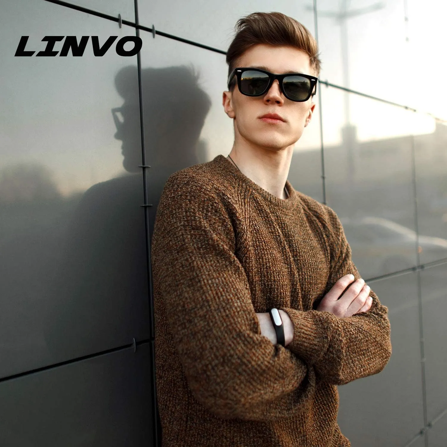 LINVO Polarized Sunglasses for Men Driving Sun glasses Shades 80's Retro Style Design Square