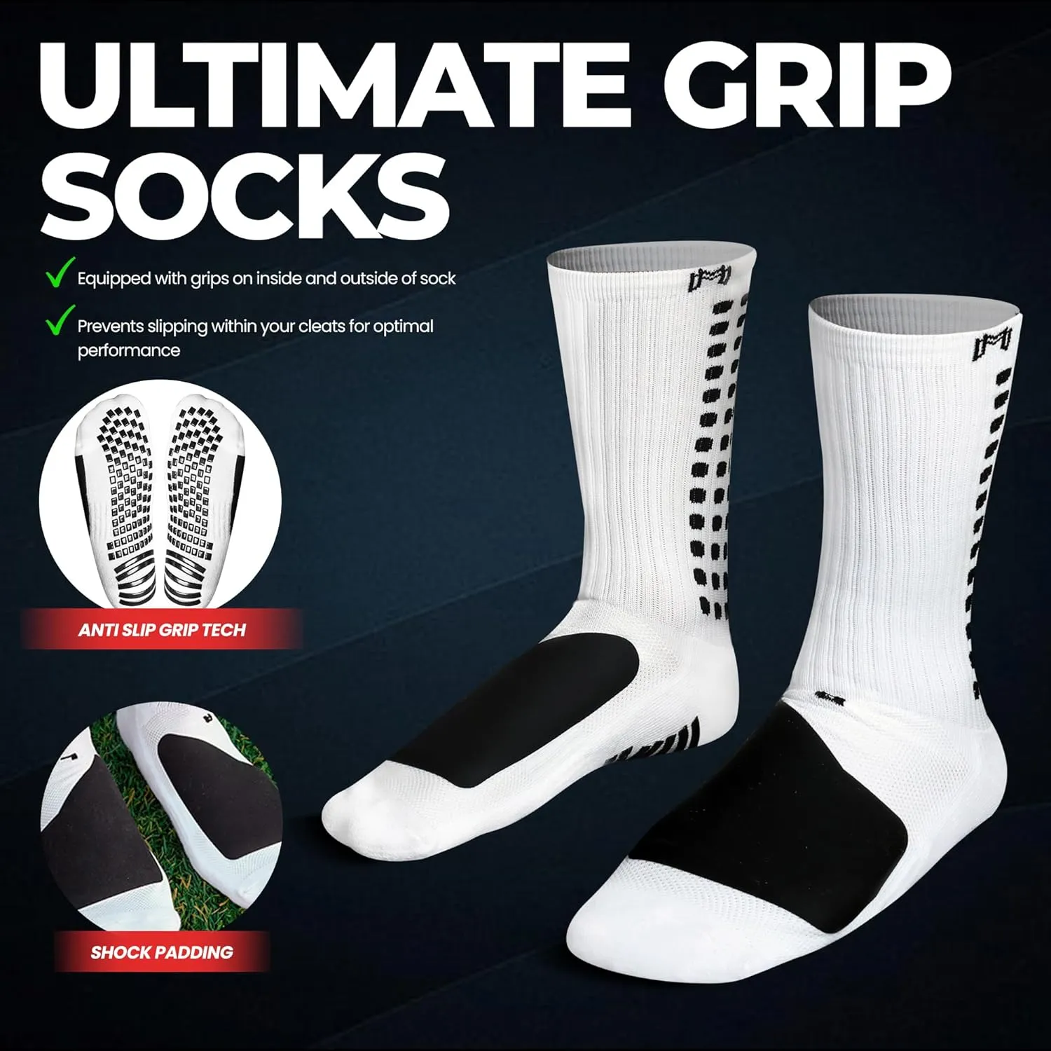 Lite - Protective Athletic Grip Sock with Metatarsal Padding Foot Protection, Anti-Slip Grip Pads, Non Slip Socks