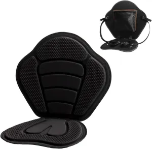 Lixada Padded Kayak Seat Cushion with Back Support, Pockets and Adjustable Straps, Soft Canoe Seat Pad Anti Slip for Kayaking Boating Fishing