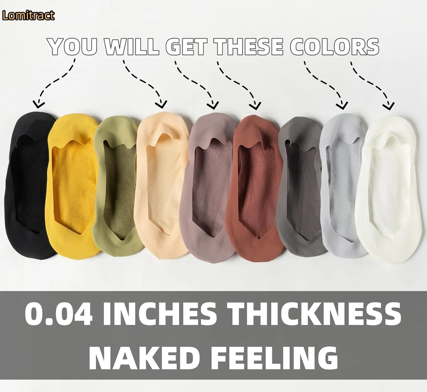 Lomitract Thin Ultra Low Socks (Women 5-12), Made of Ice Silk Surface on the Surface & Cotton on the Bottom