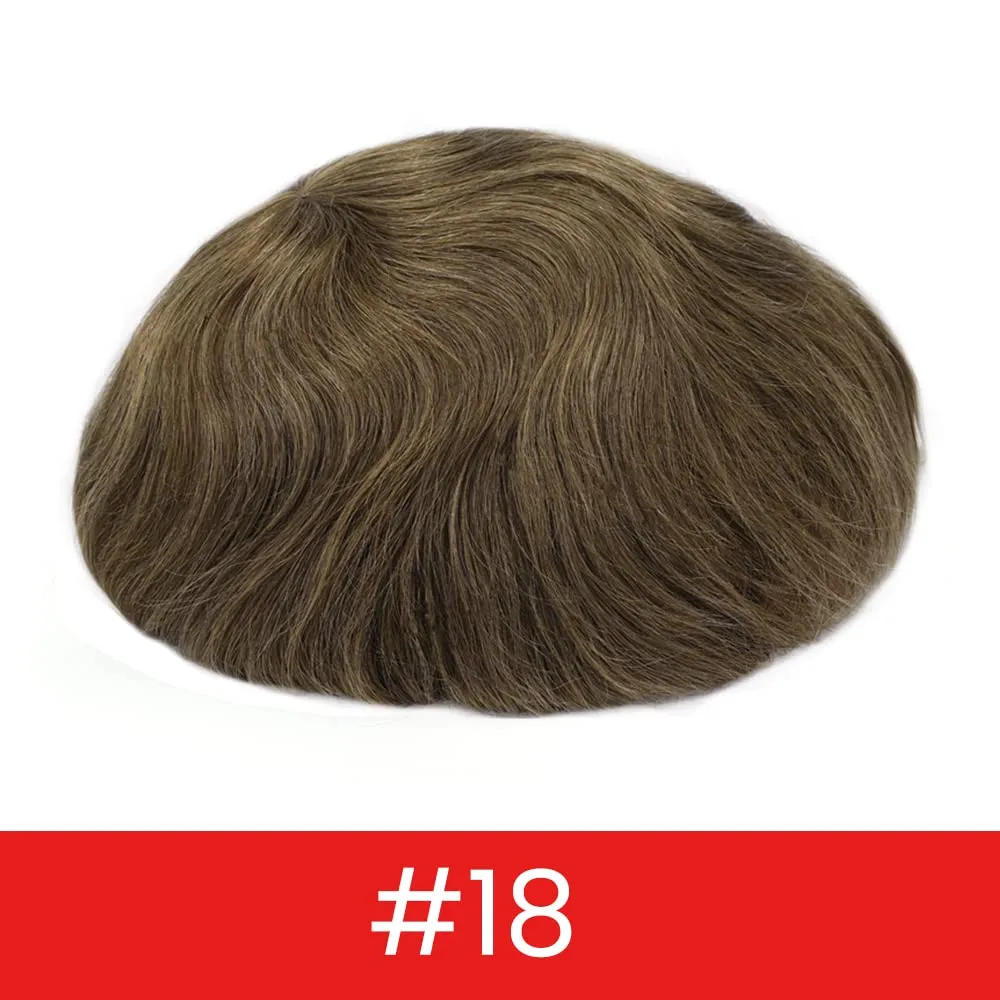 Lordhair Toupee for Men Thin Skin with Gauze Durable Hair System Men's Hairpieces 8x10 Inches Base (8x10)#18