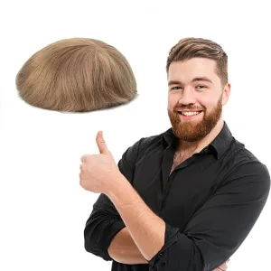 Lordhair Toupee for Men Thin Skin with Gauze Durable Hair System Men's Hairpieces 8x10 Inches Base (8x10)#18