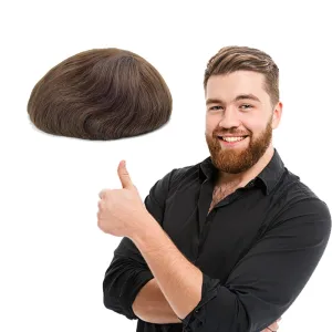 Lordhair Toupee for Men Thin Skin with Gauze Durable Hair System Men's Hairpieces 8x10 Inches Base (8x10)#4