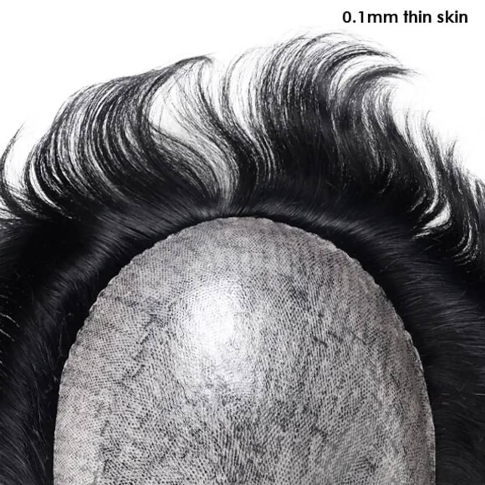Lordhair Toupee for Men Thin Skin with Gauze Durable Hair System Men's Hairpieces 8x10 Inches Base (8x10)#4