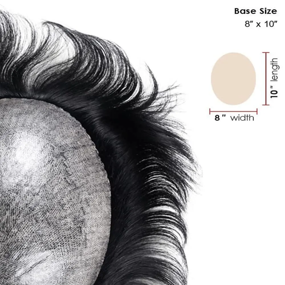 Lordhair Toupee for Men Thin Skin with Gauze Durable Hair System Men's Hairpieces 8x10 Inches Base (8x10)#4